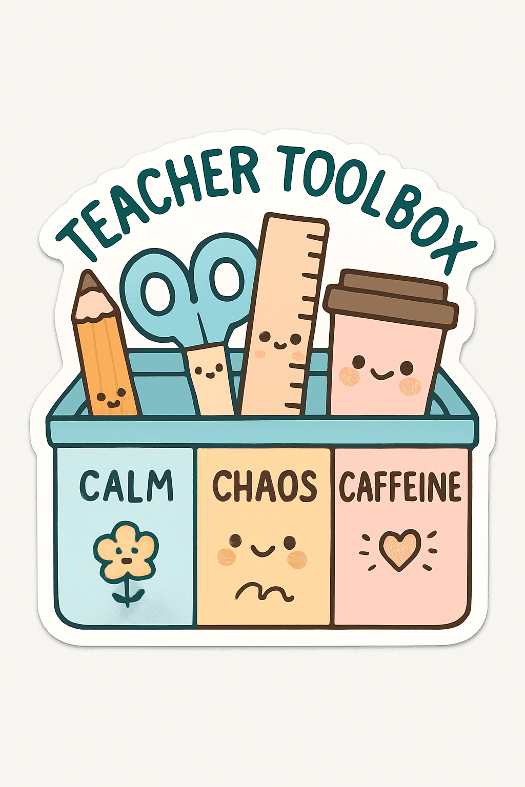 Cute Teacher Toolbox with Calm, Chaos & Caffeine