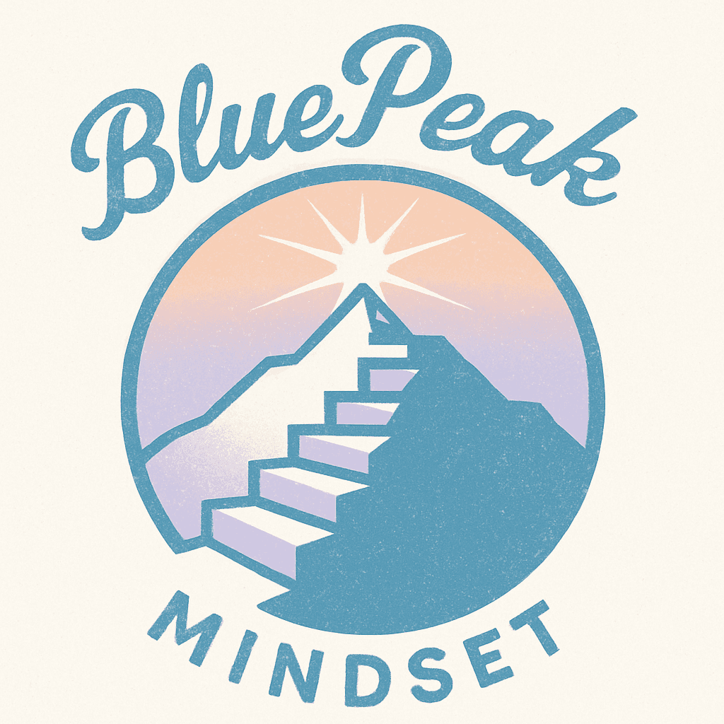 Blue Peak Mindset Mountain Logo with Steps