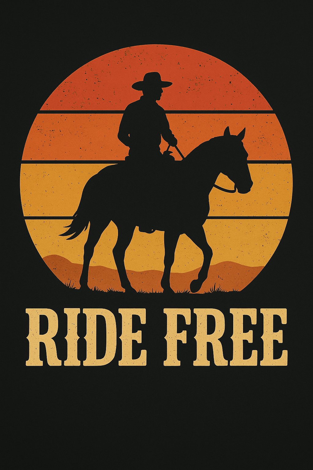 Ride Free Cowboy Sunset Silhouette Tee