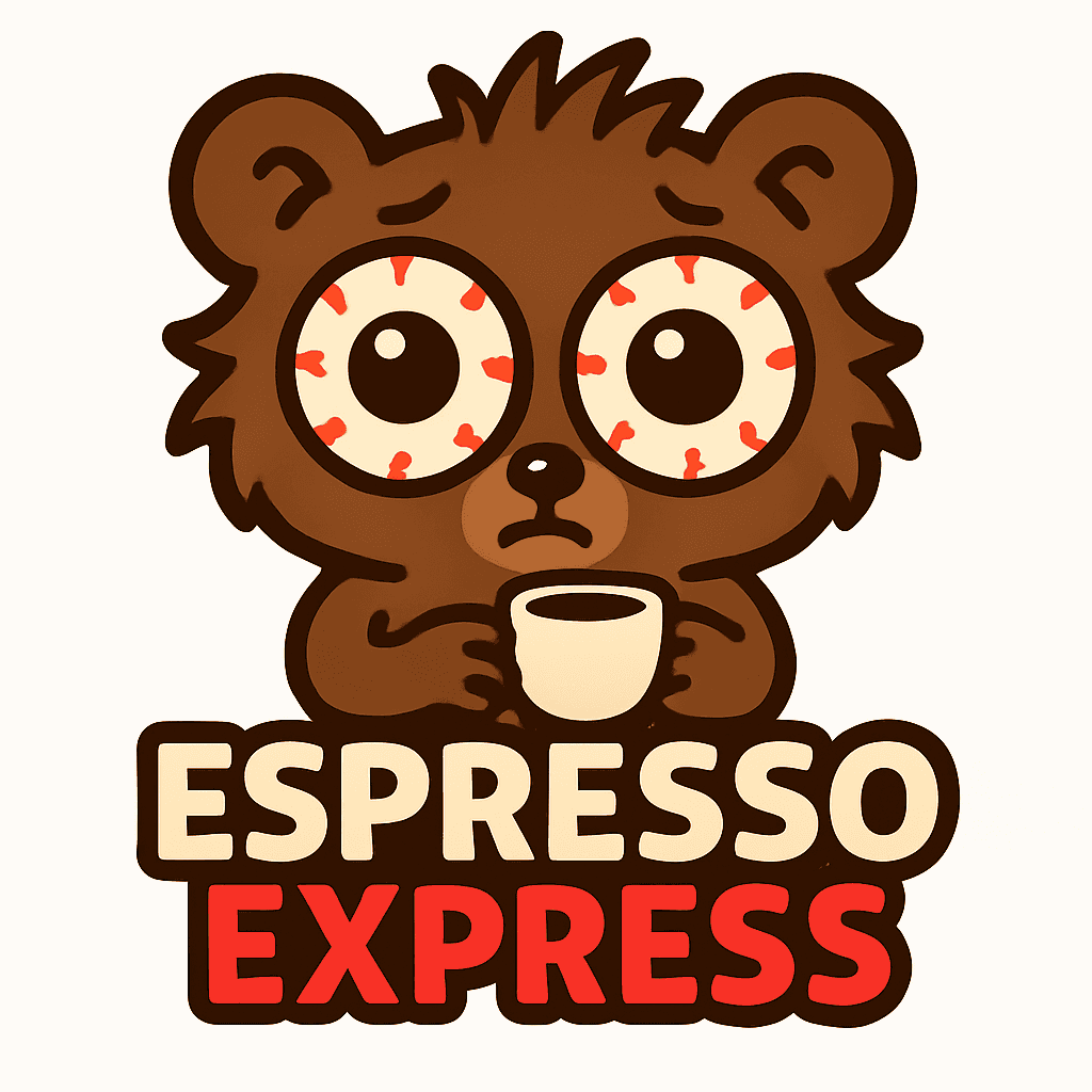 Tired Bear with Coffee - Espresso Express
