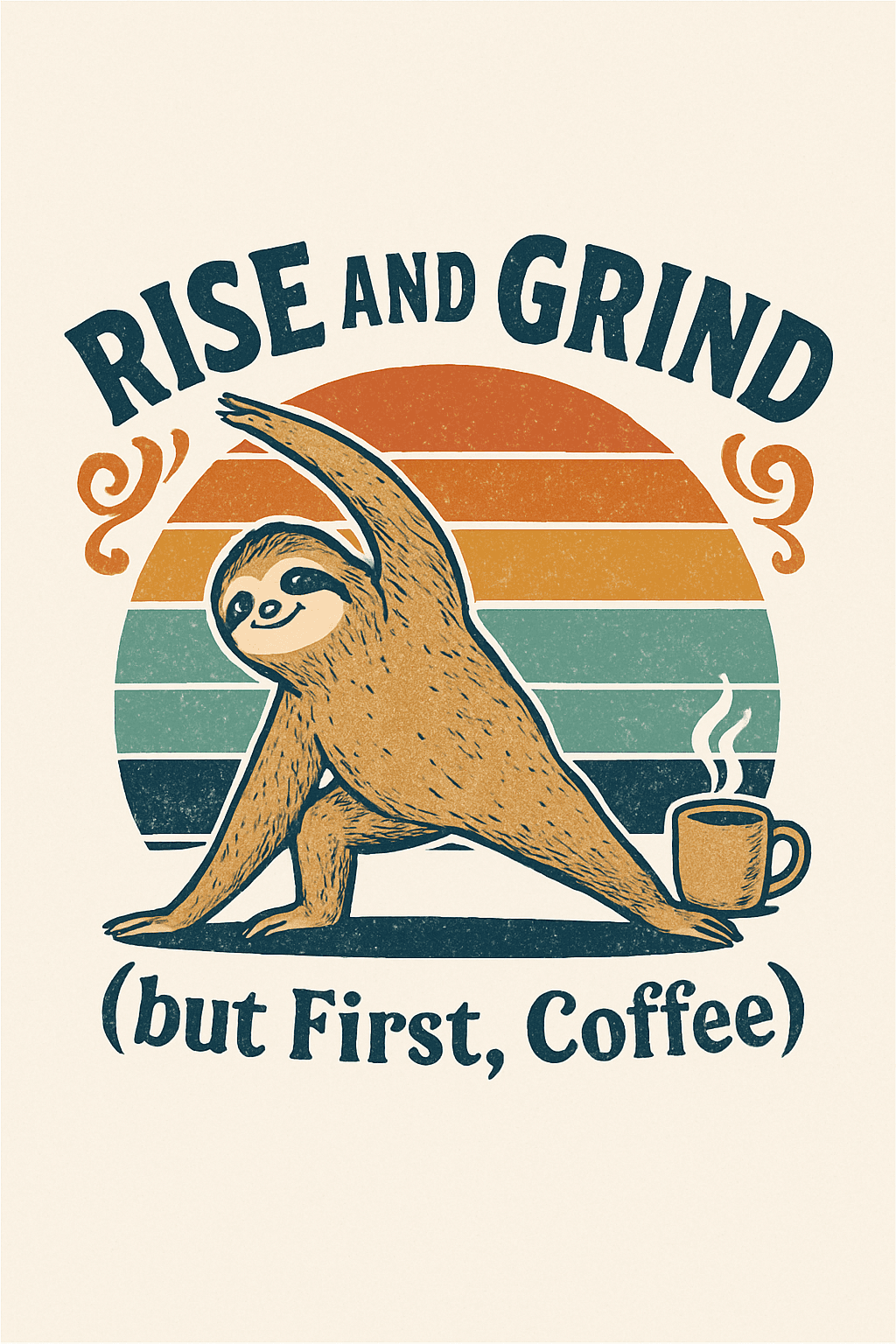 Rise and Grind Sloth Coffee Mug Design