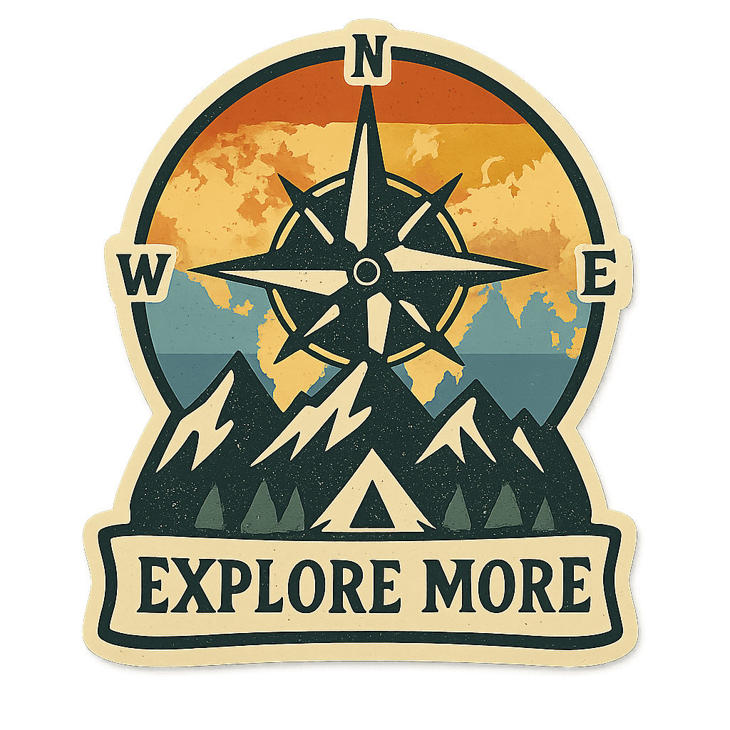 Vintage Compass and Mountains Explore More Sticker