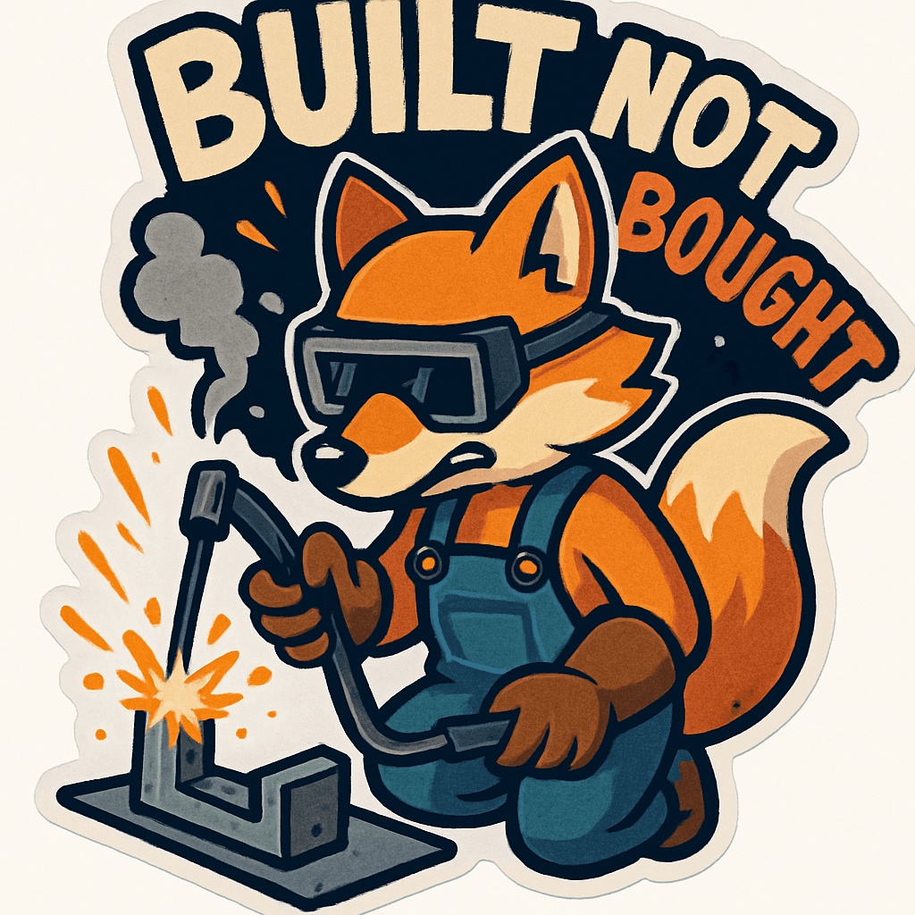 Fox Welder with 'Built Not Bought' Motto