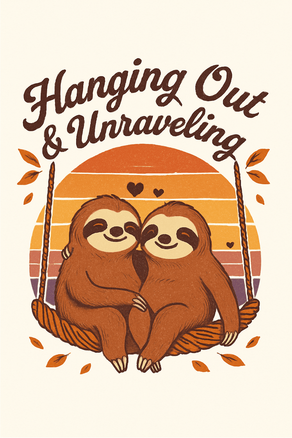 Cute Sloths Swinging with Autumn Vibes