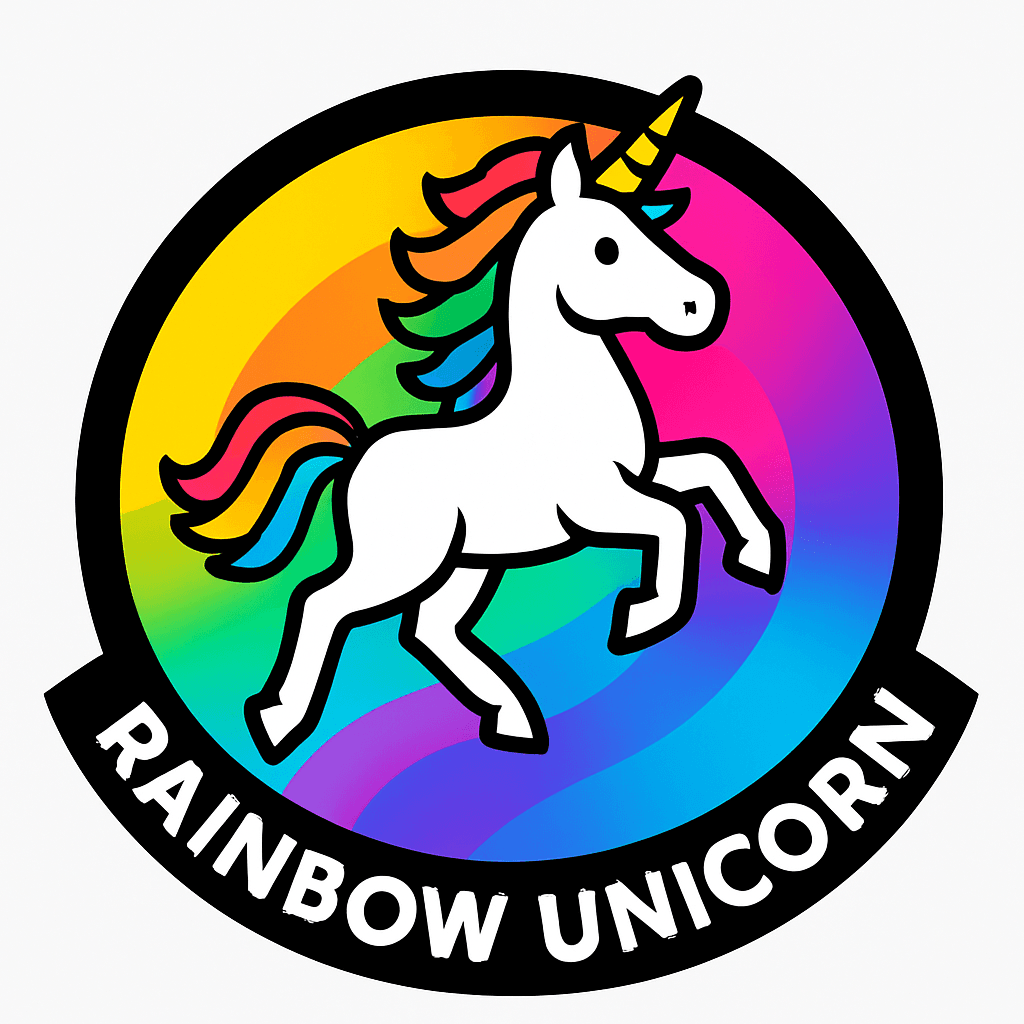 Playful Rainbow Unicorn Emblem