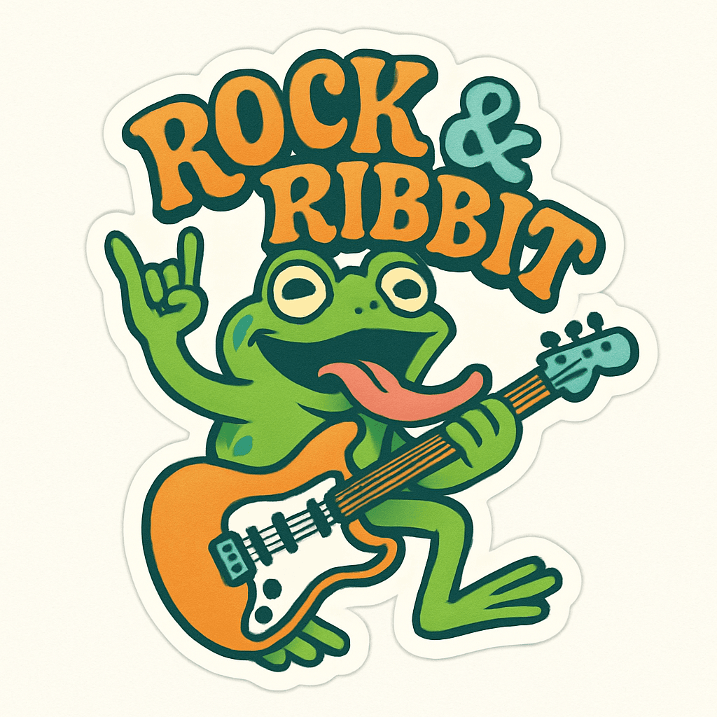 Rock & Ribbit Frog Playing Electric Guitar