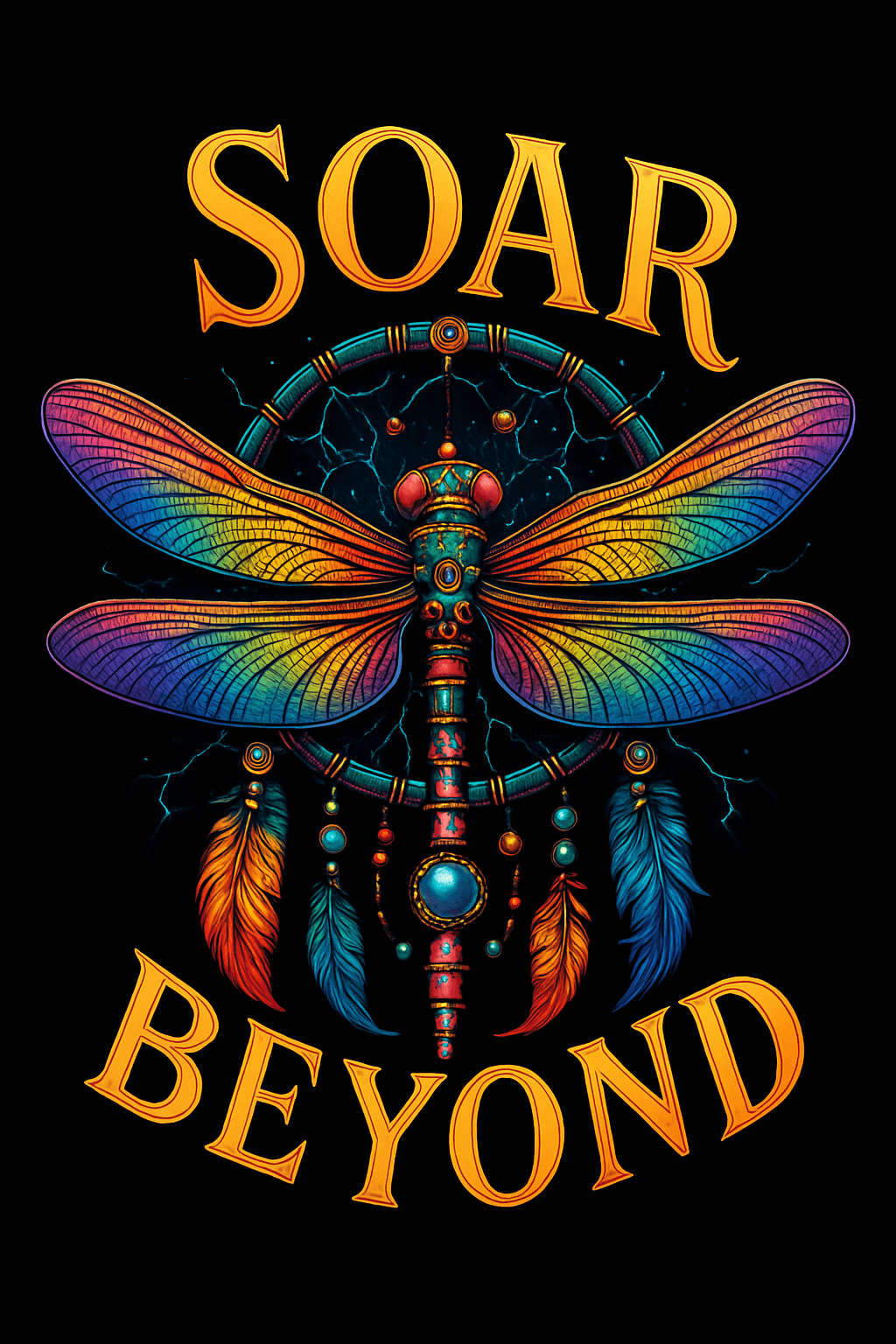 Vibrant Dragonfly Dreamcatcher with Soar Beyond