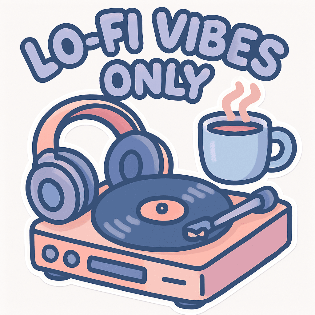 Chill Lo-Fi Vibes Turntable & Coffee Sticker