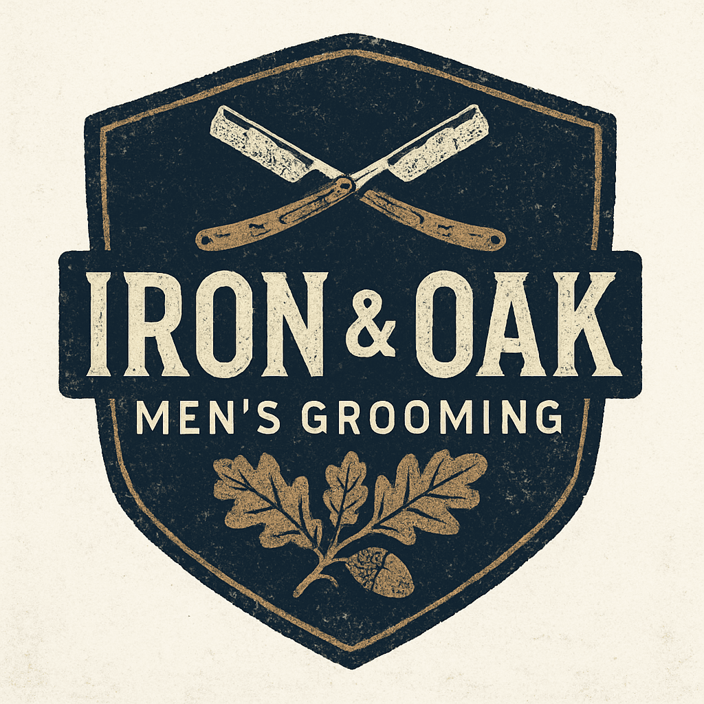 Vintage Men's Grooming Badge with Straight Razors