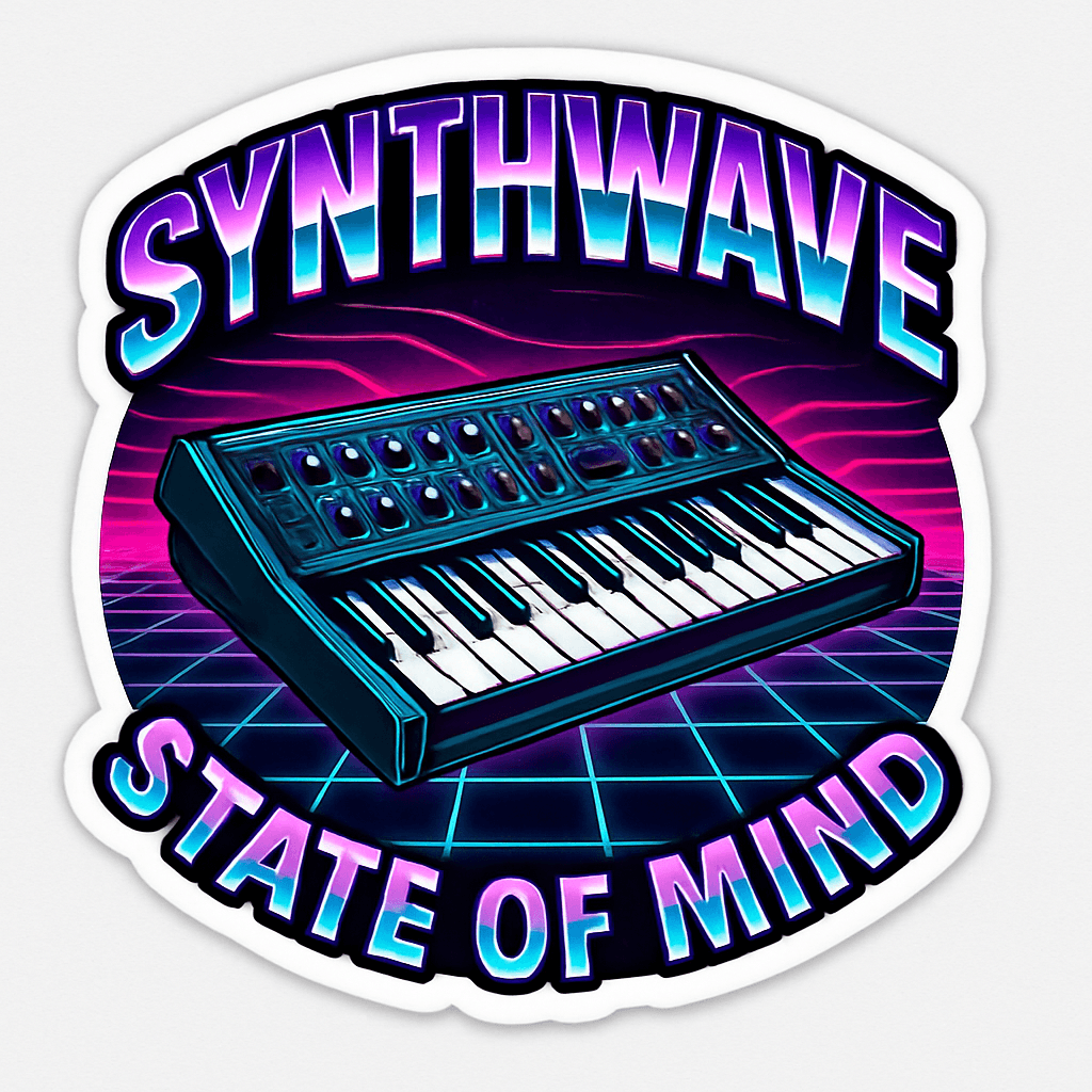 Synthwave Keyboard Retro Neon Sticker