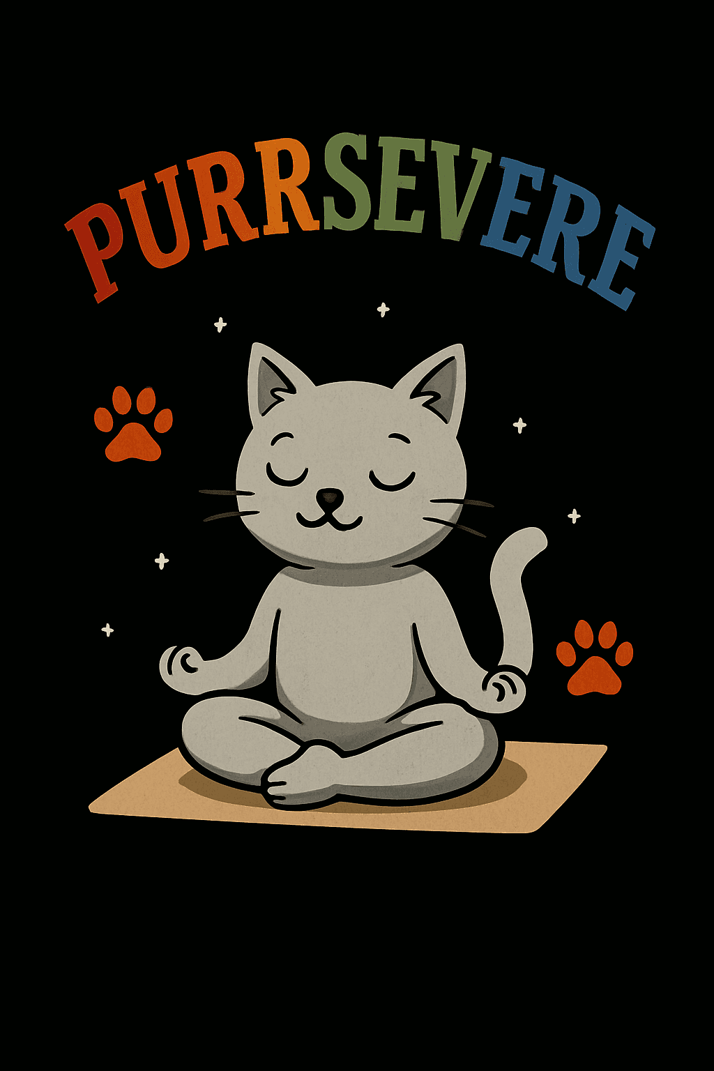 Purrsevere Yoga Cat Meditation Tee