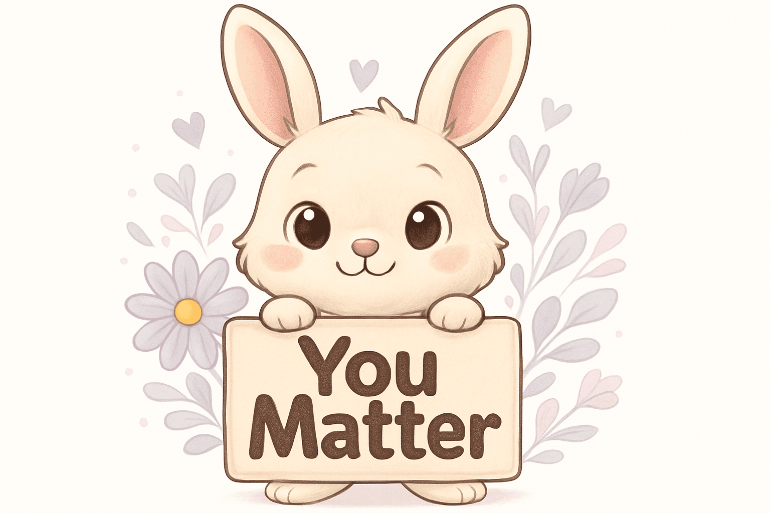 Cute Bunny Holding 'You Matter' Sign