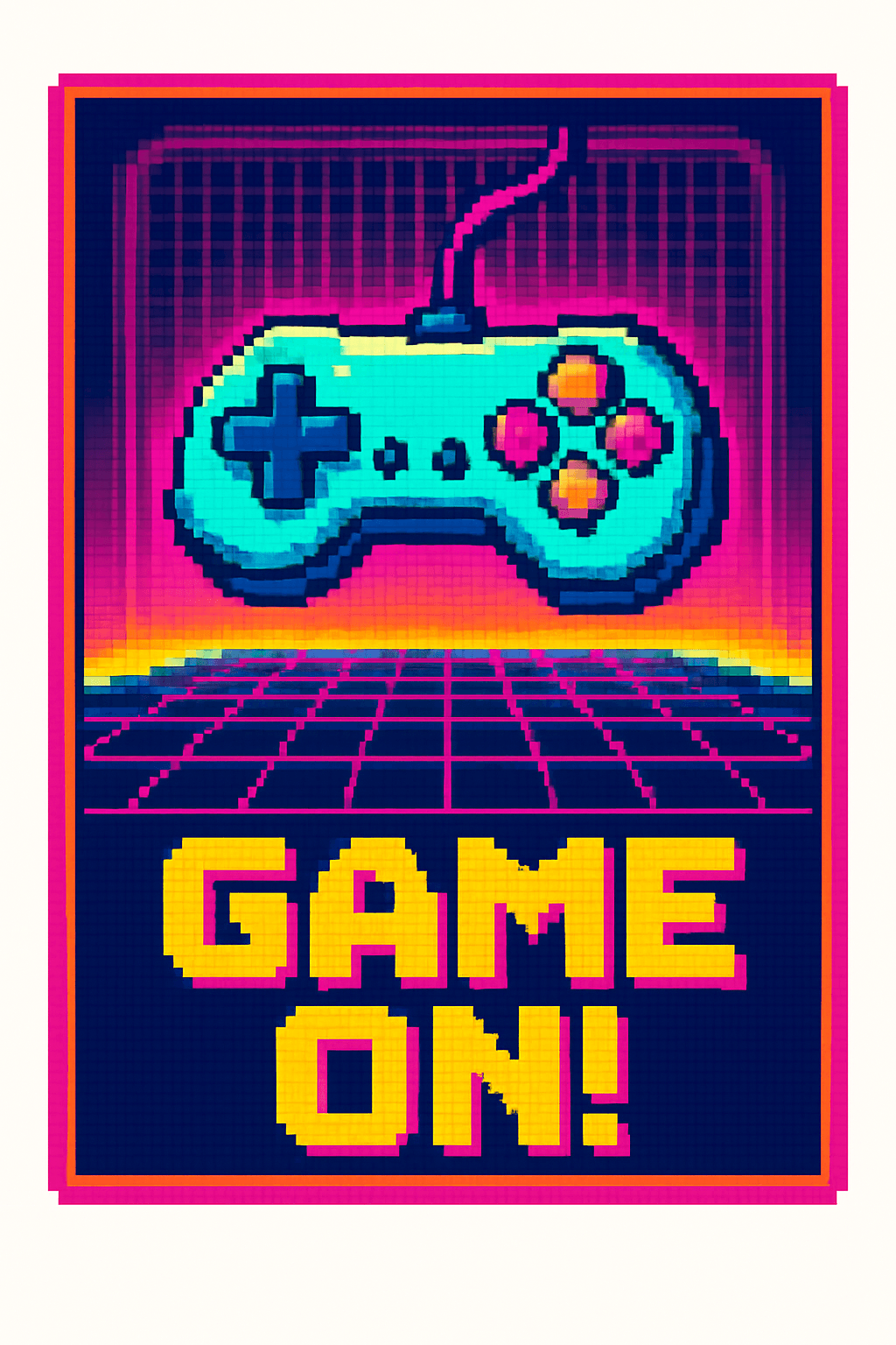 Retro Pixel Art Game Controller Poster