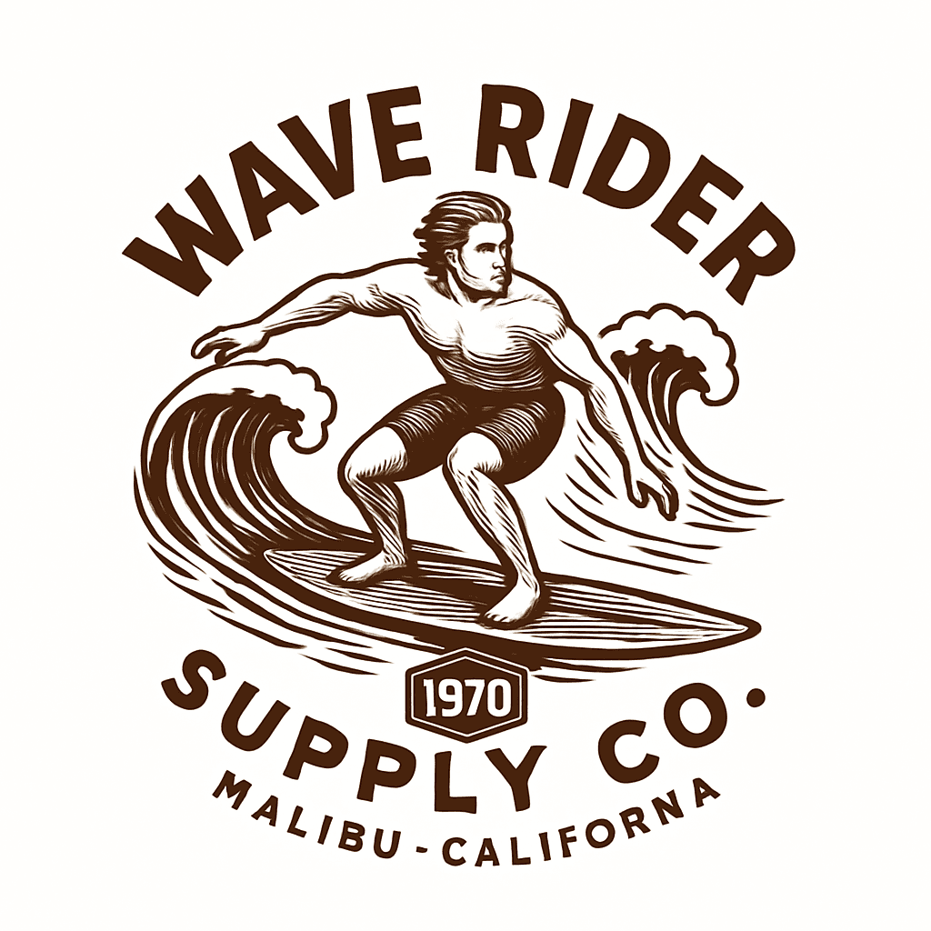 Vintage Surfer Riding Ocean Waves Logo