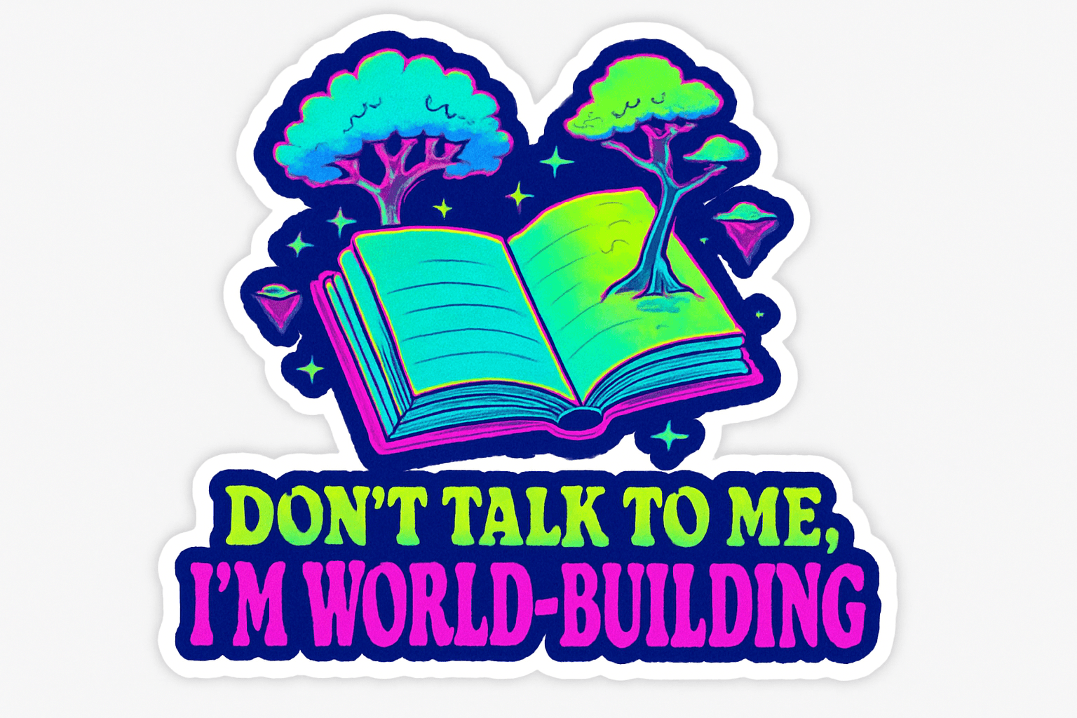 Neon Fantasy World-Building Sticker