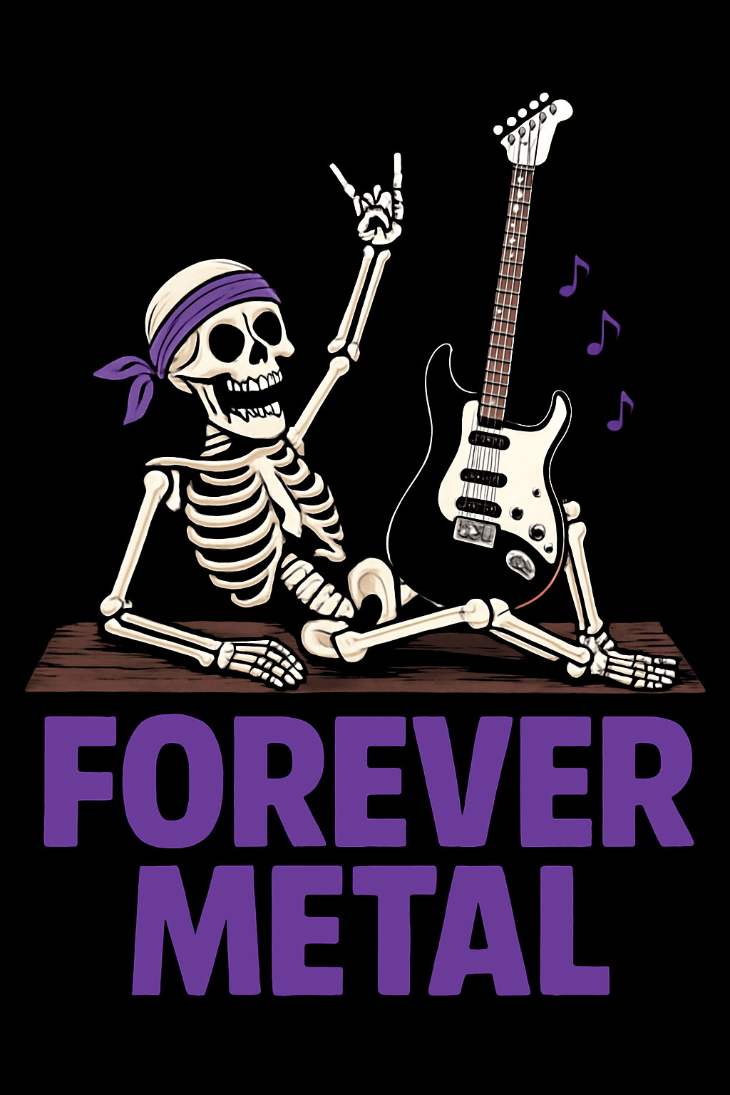 Forever Metal Skeleton Rocker T-Shirt Design