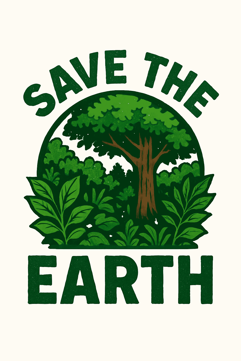 Save the Earth Green Tree Illustration