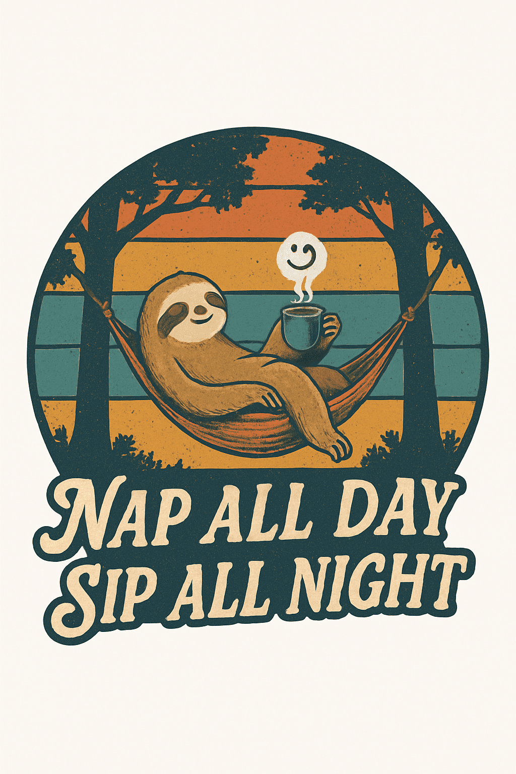 Relaxed Sloth Napping with Coffee in Hammock