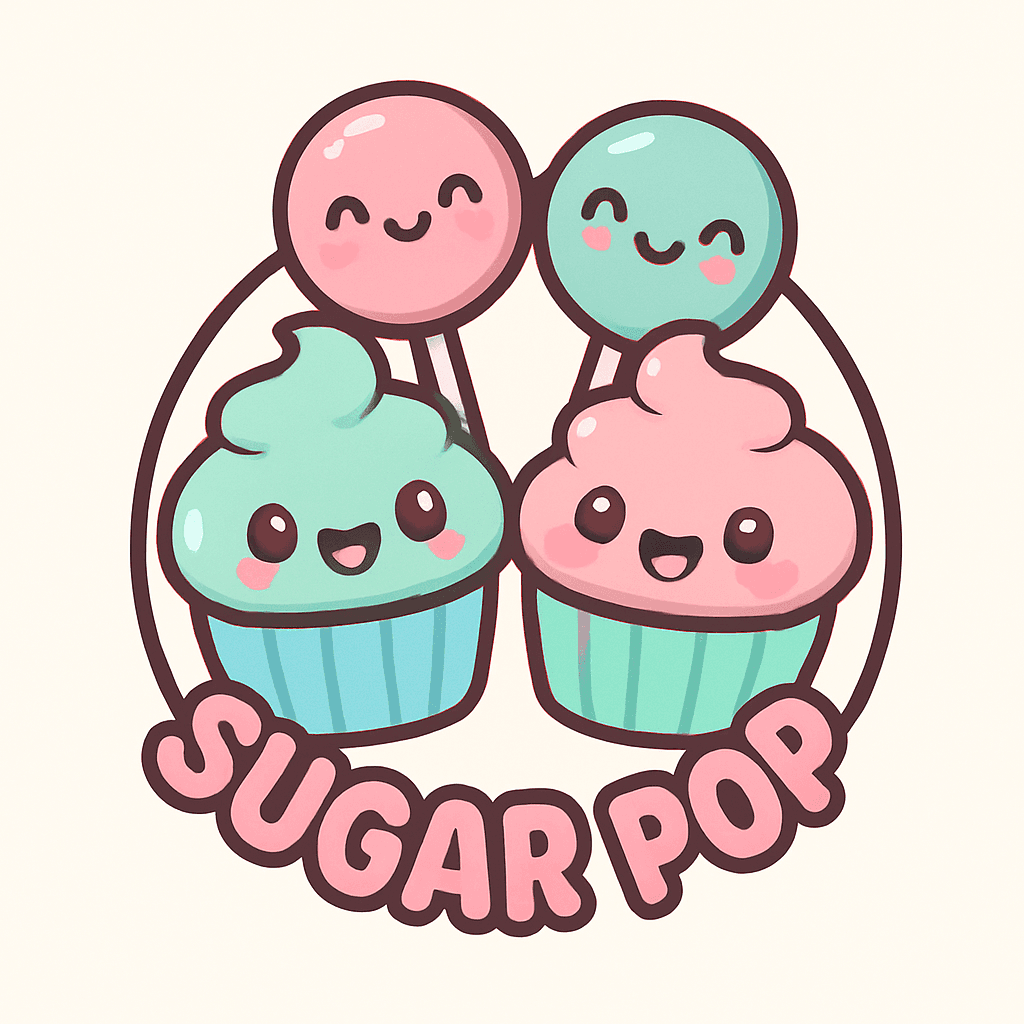 Cute Kawaii Cupcakes & Lollipops Logo