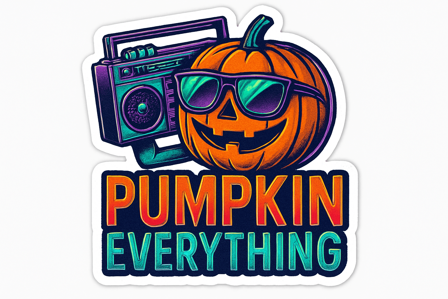 Cool Jack-O'-Lantern with Boombox & Pumpkin Love