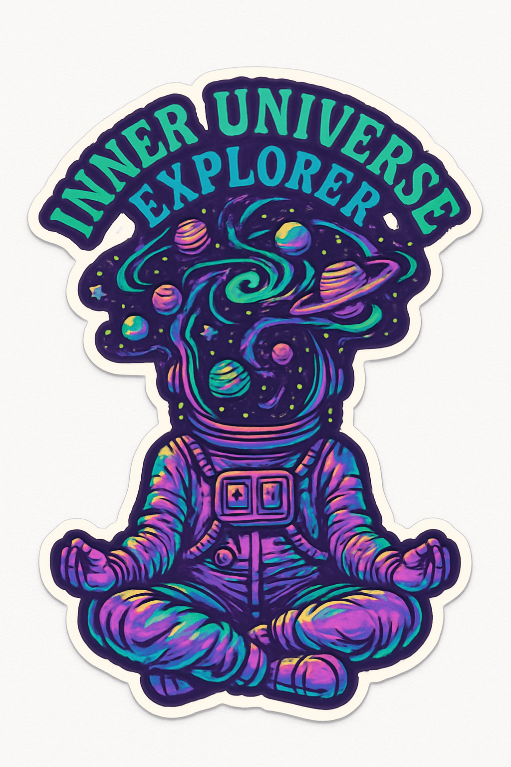 Cosmic Astronaut Meditating in Psychedelic Space
