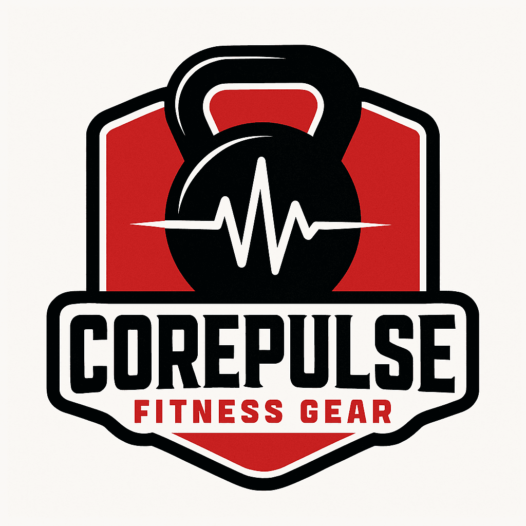 CorePulse Fitness Gear Logo with Kettlebell Pulse