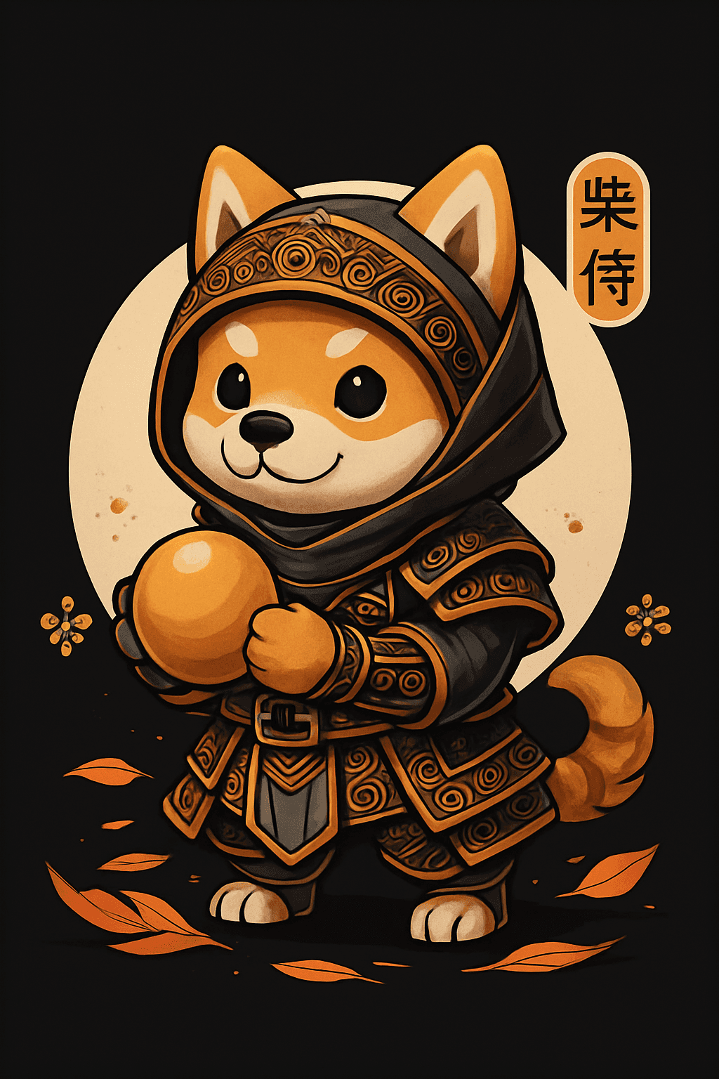 Adorable Shiba Inu Samurai in Ornate Armor