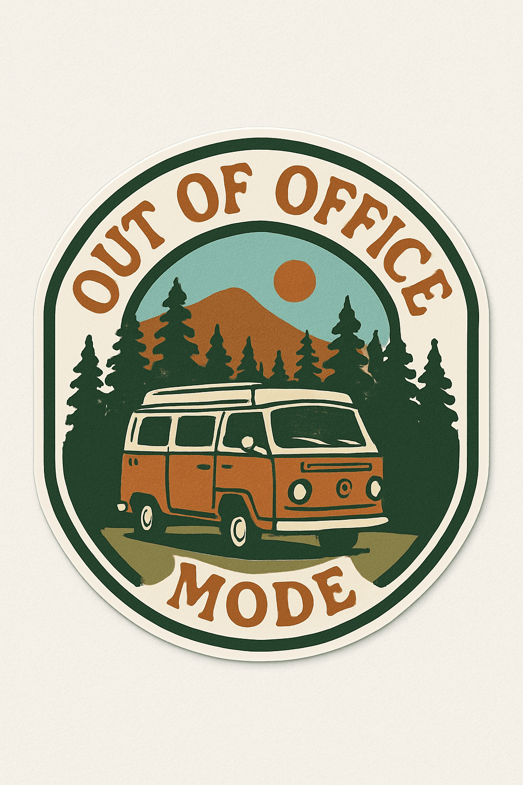 Vintage Camper Van Out of Office Sticker