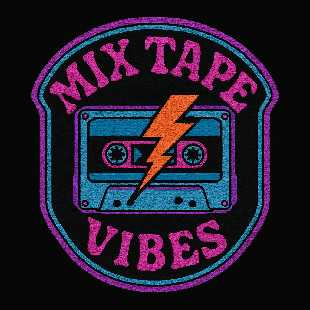 Retro Mixtape Vibes Logo with Lightning Bolt
