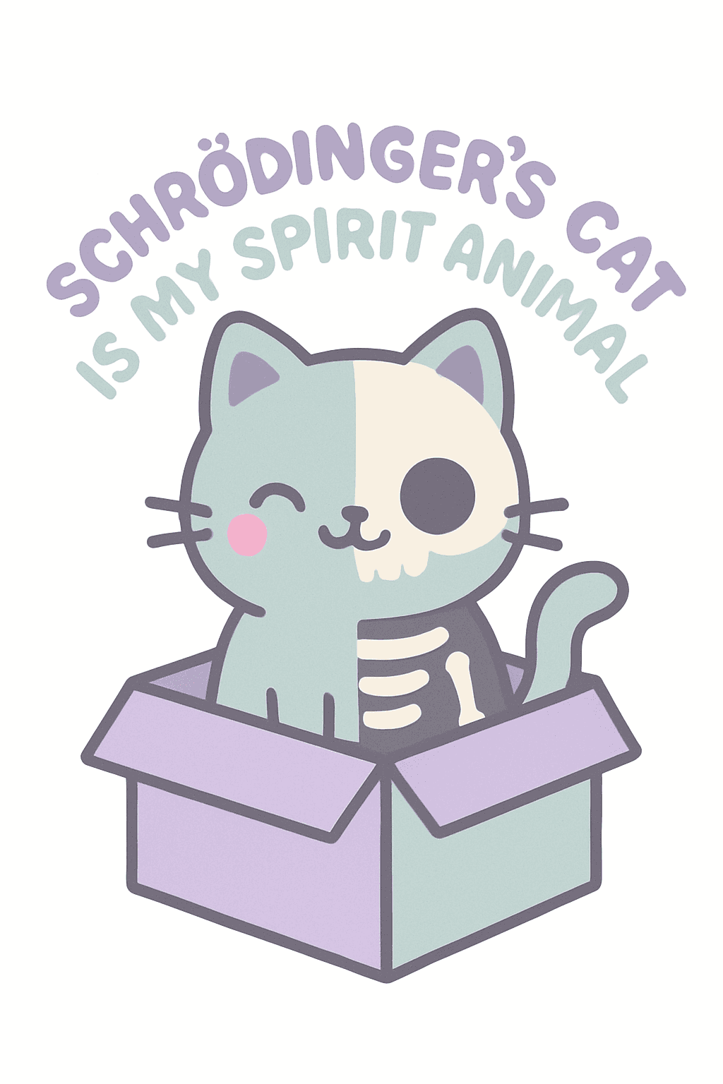 Schrödinger's Cat Cute Skeleton Cat Sticker