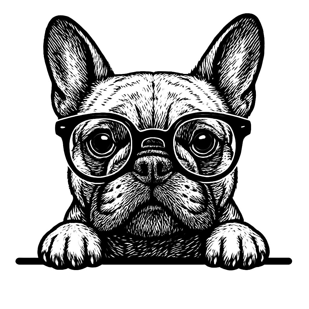 Hipster French Bulldog with Glasses Illustration