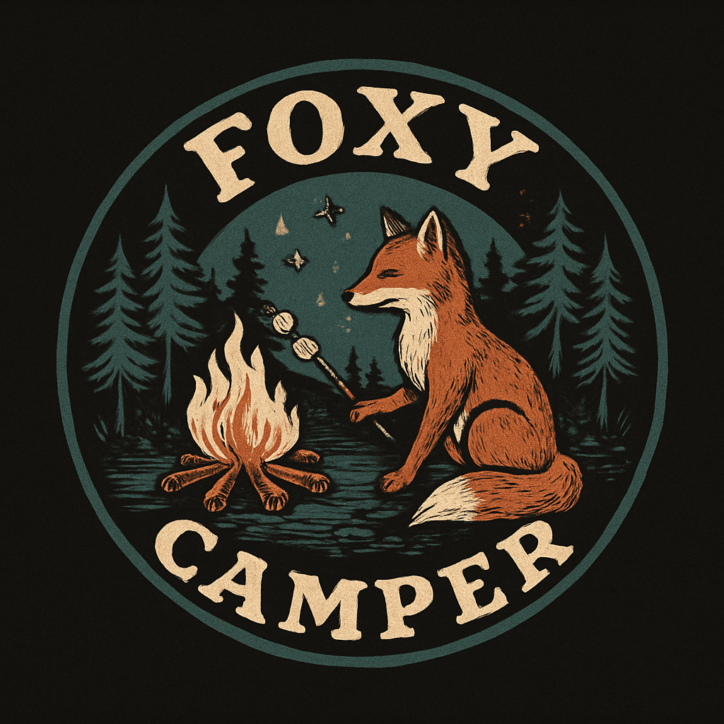 Foxy Camper Roasting Marshmallows by Campfire
