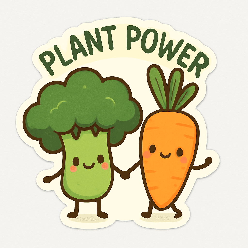 Cute Broccoli and Carrot Plant Power Sticker
