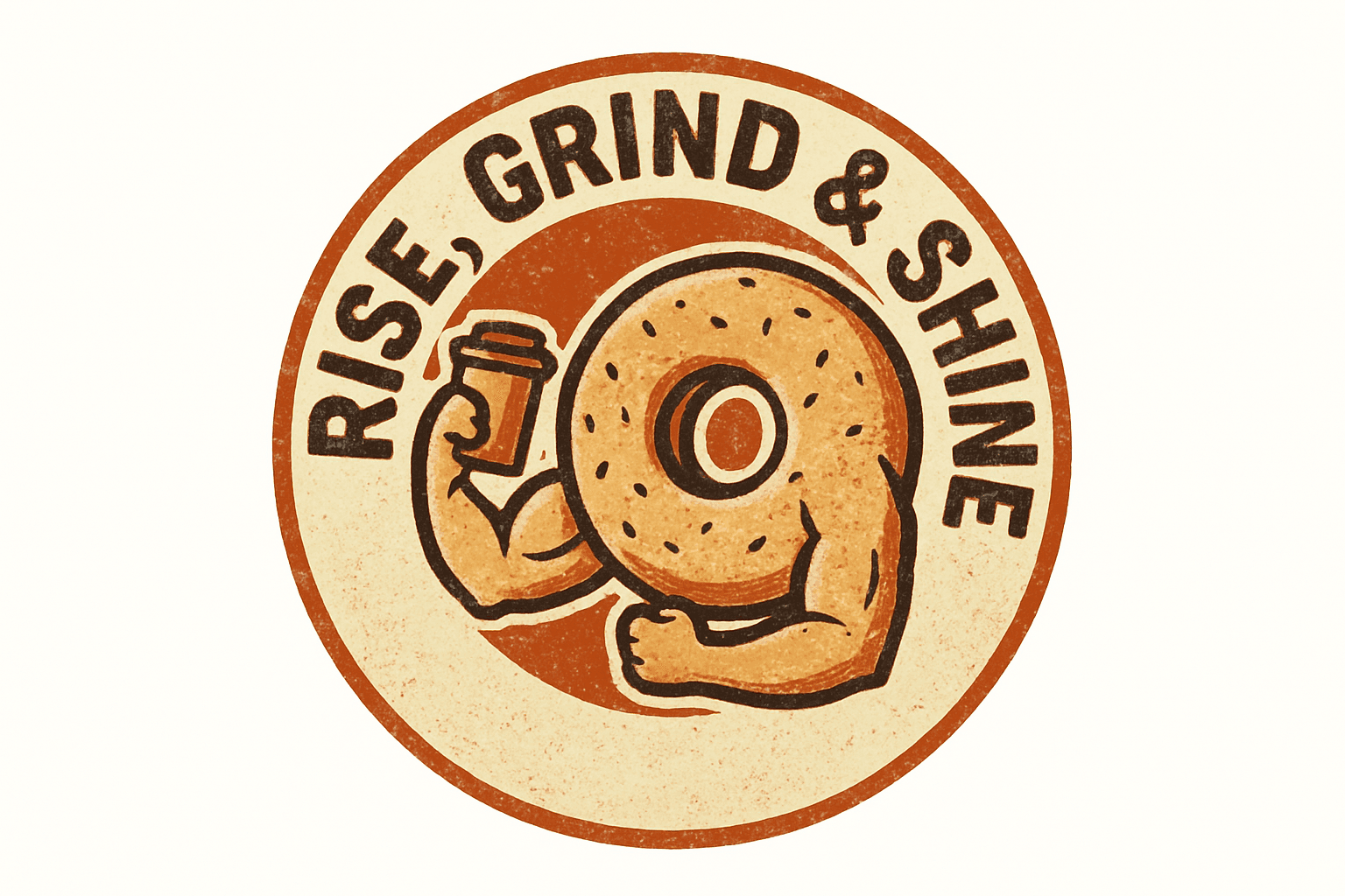 Strong Donut with Coffee: Rise, Grind & Shine