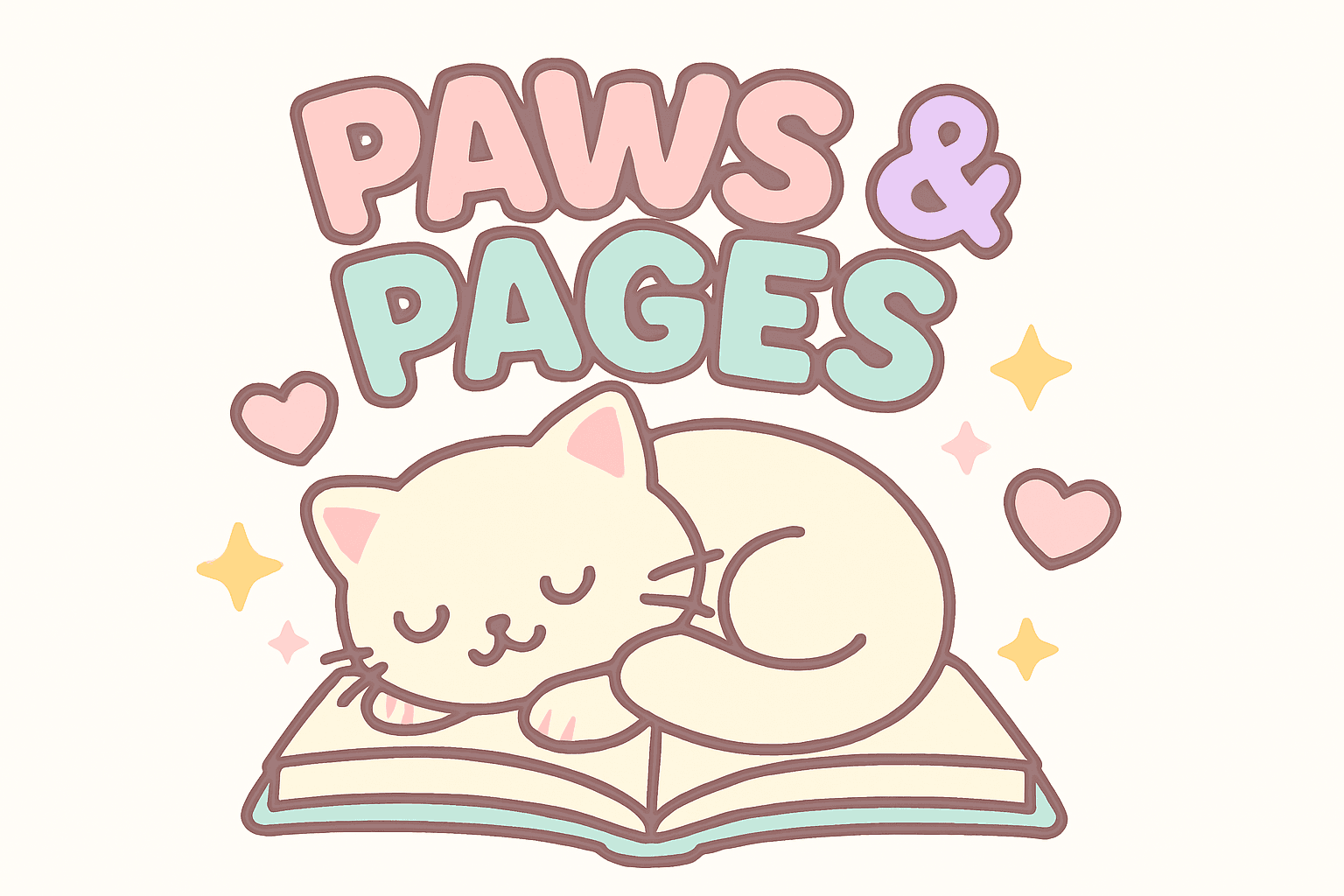 Cute Cat Sleeping on Open Book Illustration