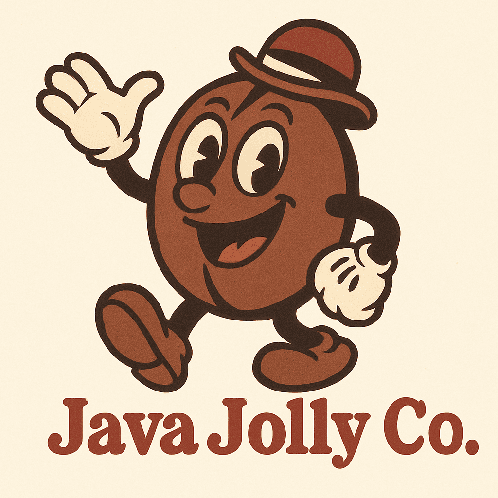 Vintage Cartoon Coffee Bean Mascot Logo