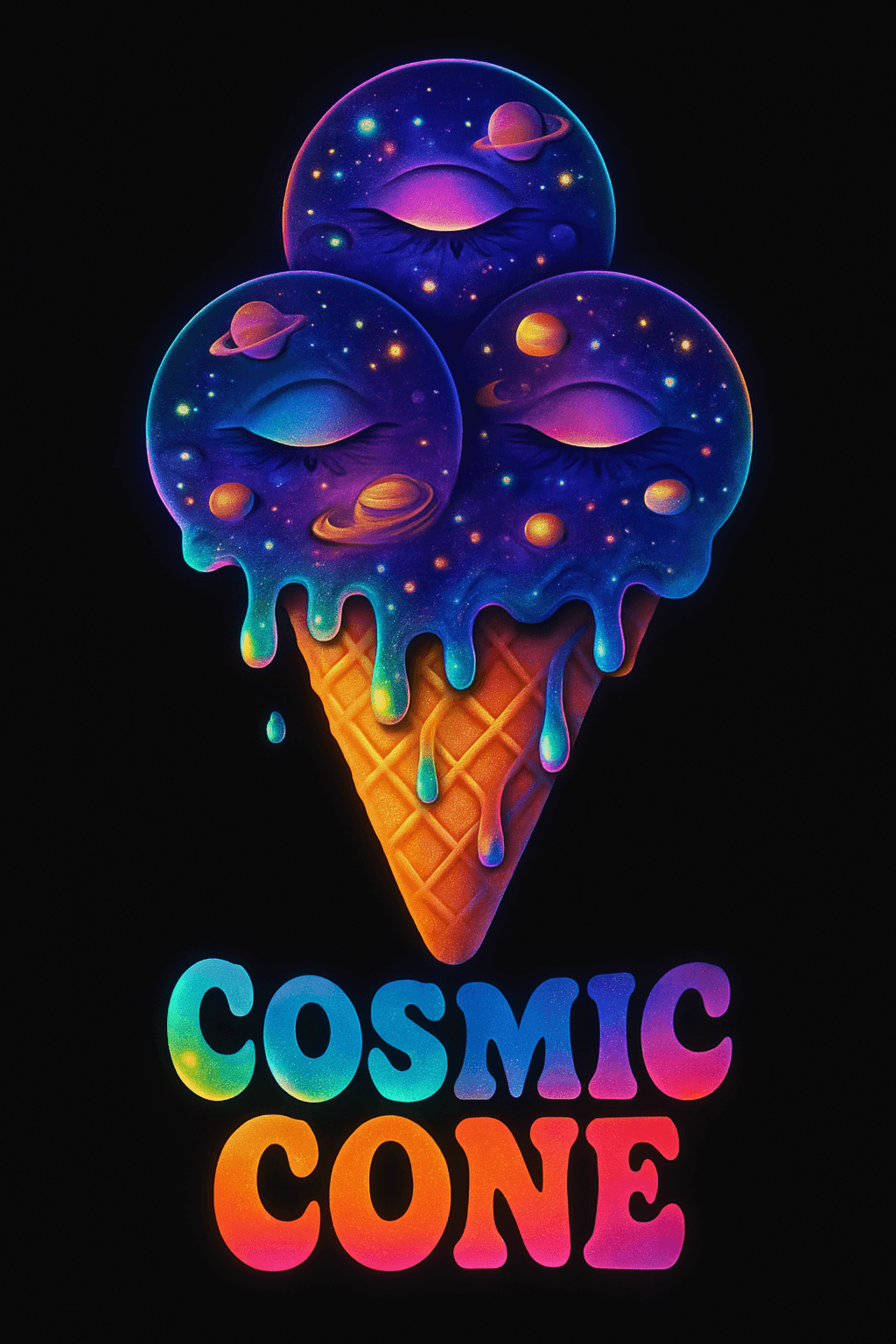 Cosmic Ice Cream Cone with Galaxy Scoops