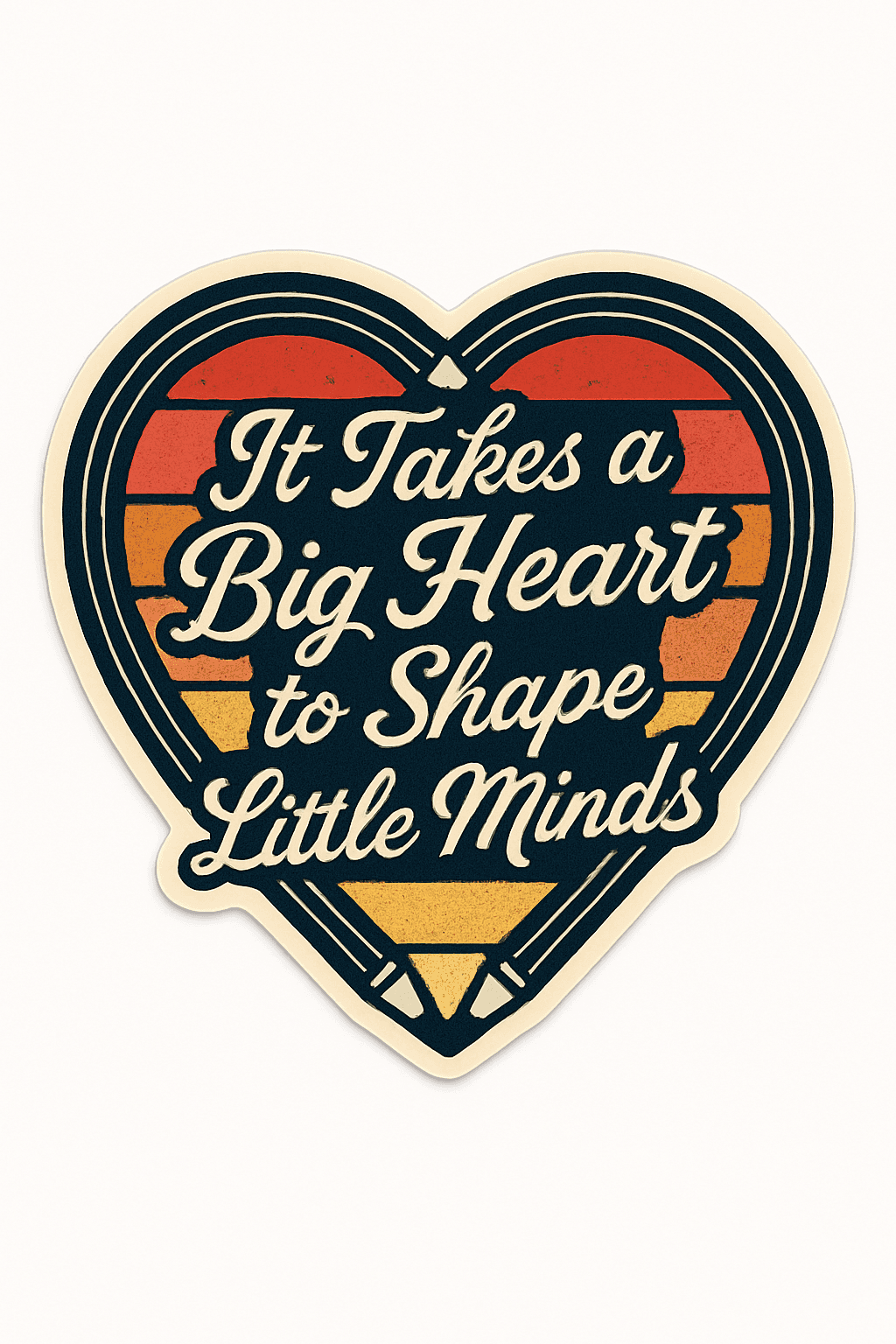 Vintage Heart-Shaped Teacher Appreciation Sticker