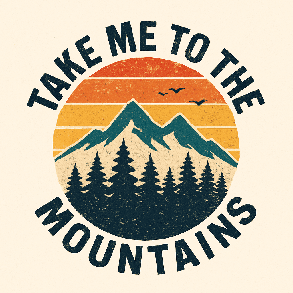 Take Me to the Mountains Vintage Sunset Mug Design