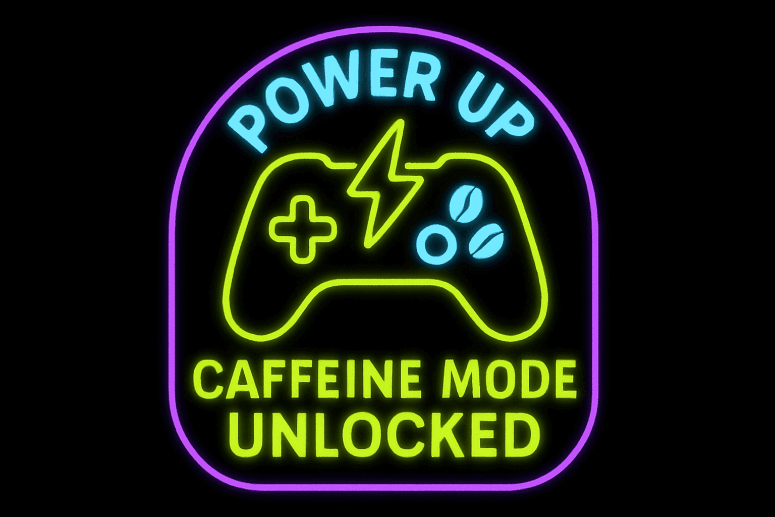 Neon Gamer Caffeine Power-Up Mug Design