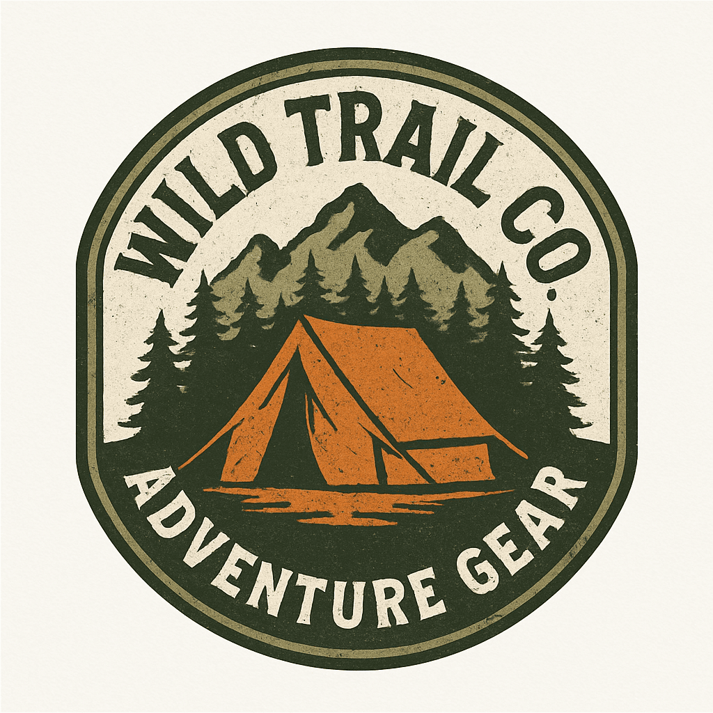 Vintage Camping Badge with Tent and Mountains