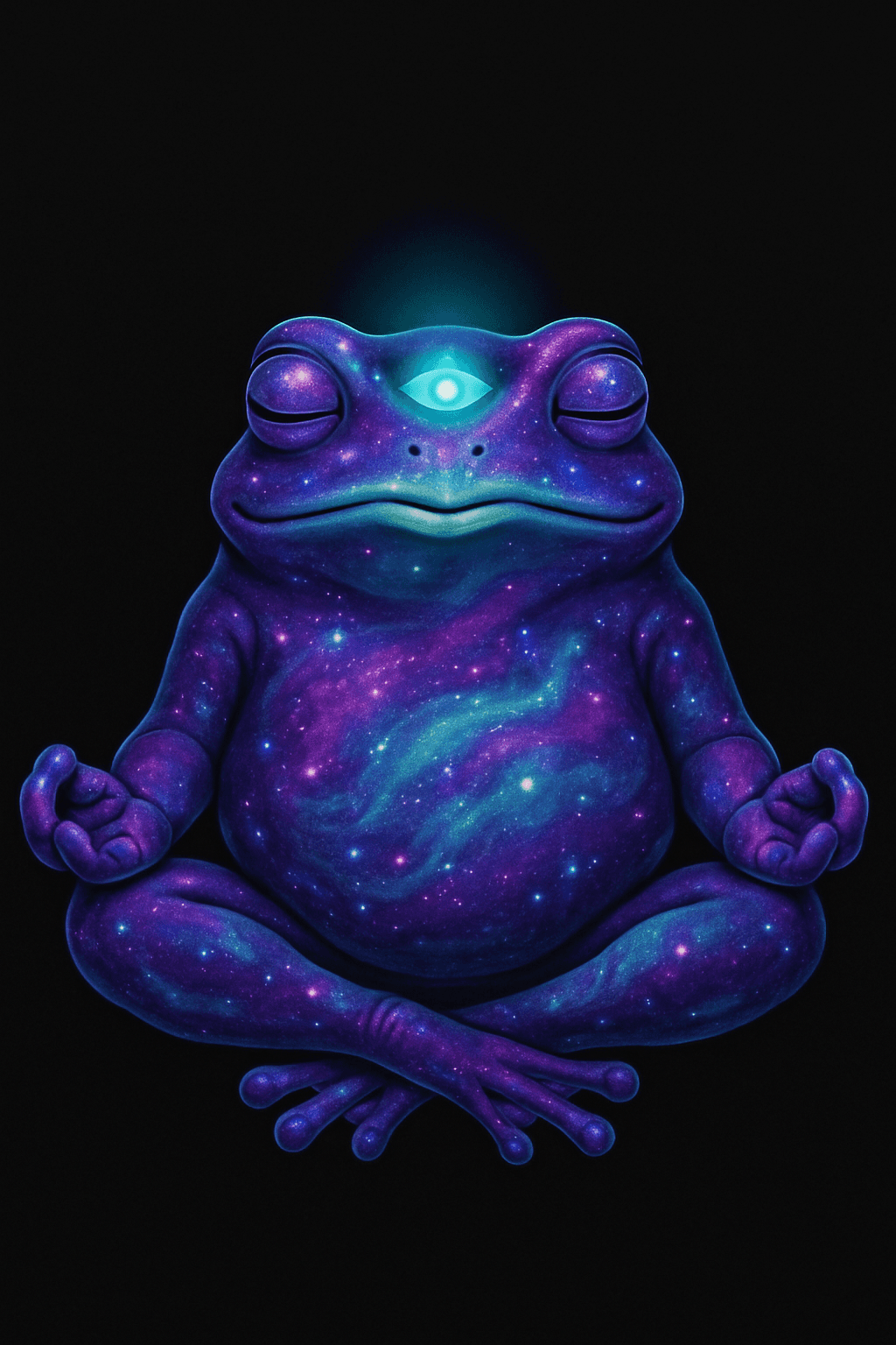 Cosmic Meditation Frog with Third Eye