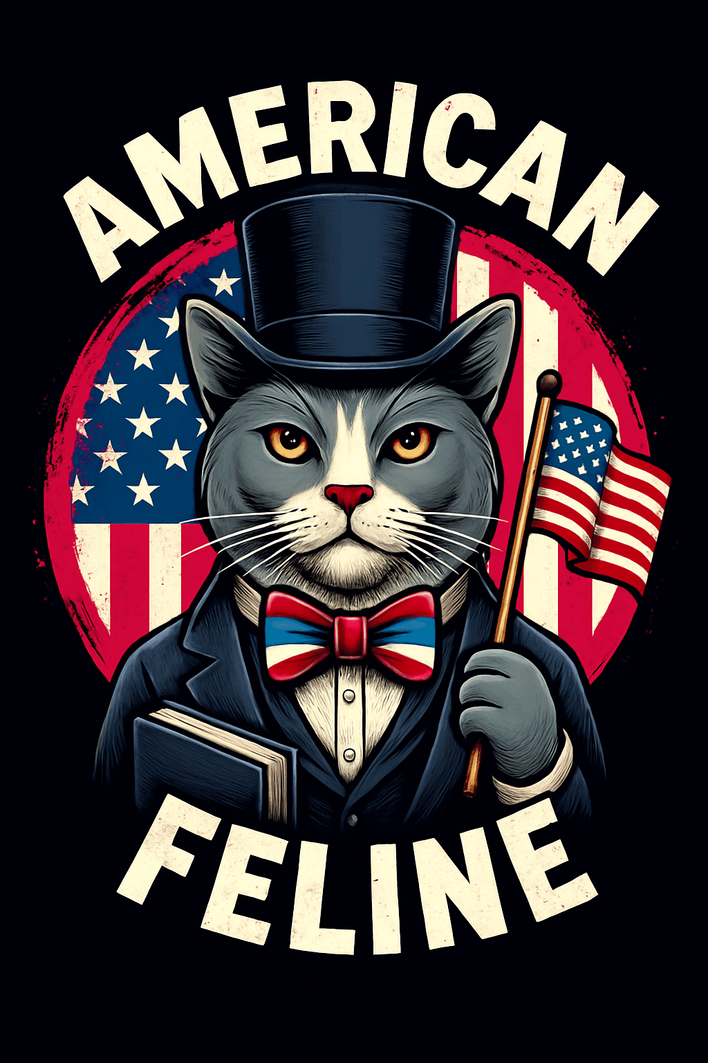 Patriotic Cat in Uncle Sam Style