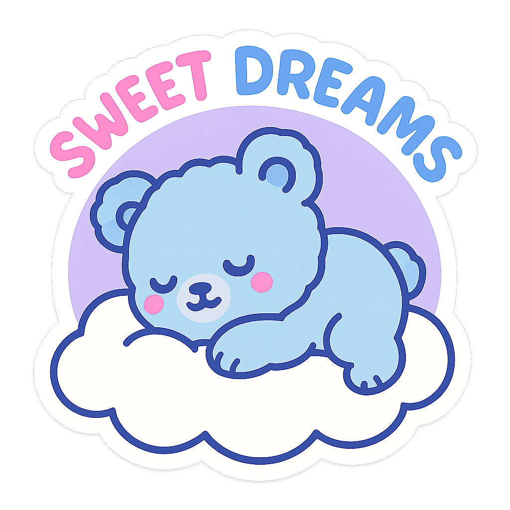 Cute Blue Bear Sleeping on Cloud Sticker