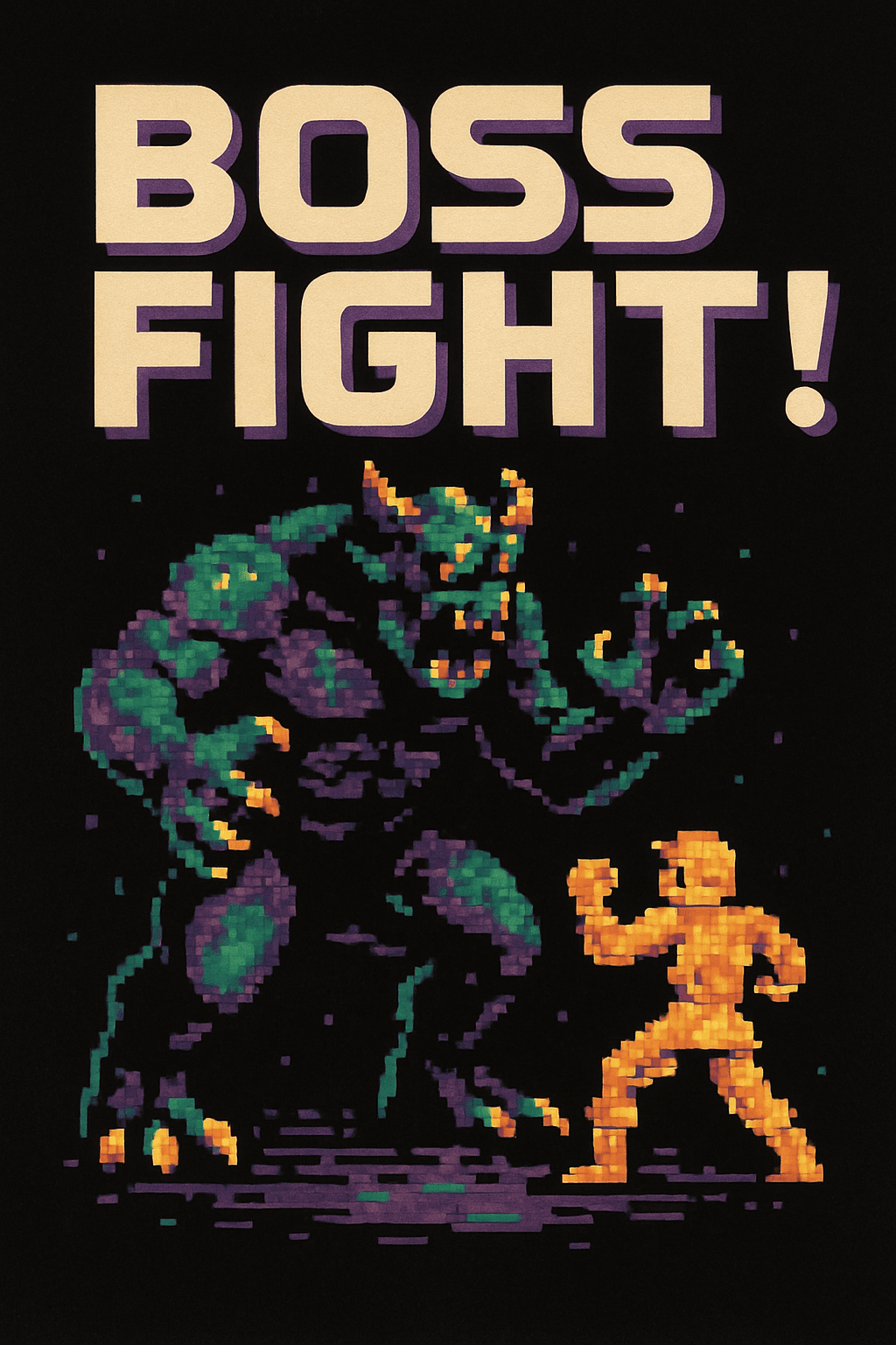 Pixelated Boss Fight Showdown Poster
