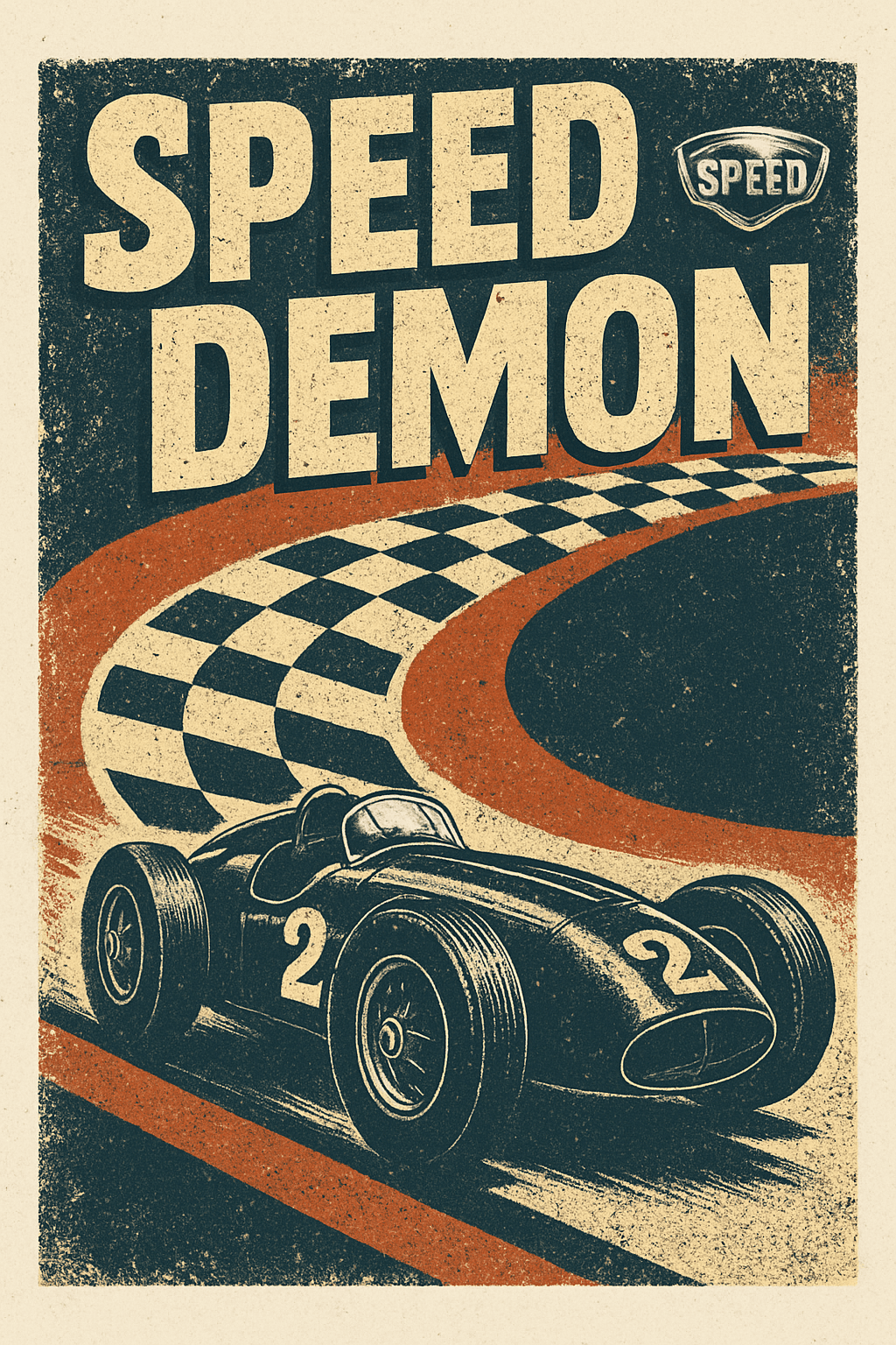 Vintage Race Car Poster with Bold Speed Theme