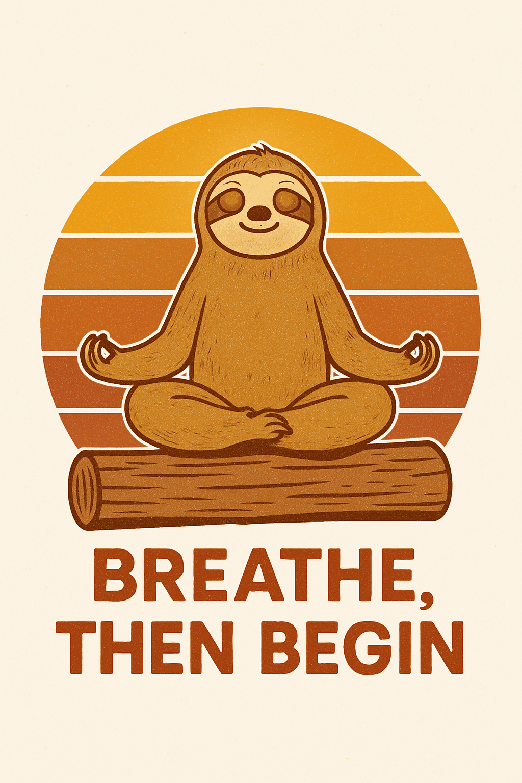 Calm Sloth Meditating with Motivational Quote