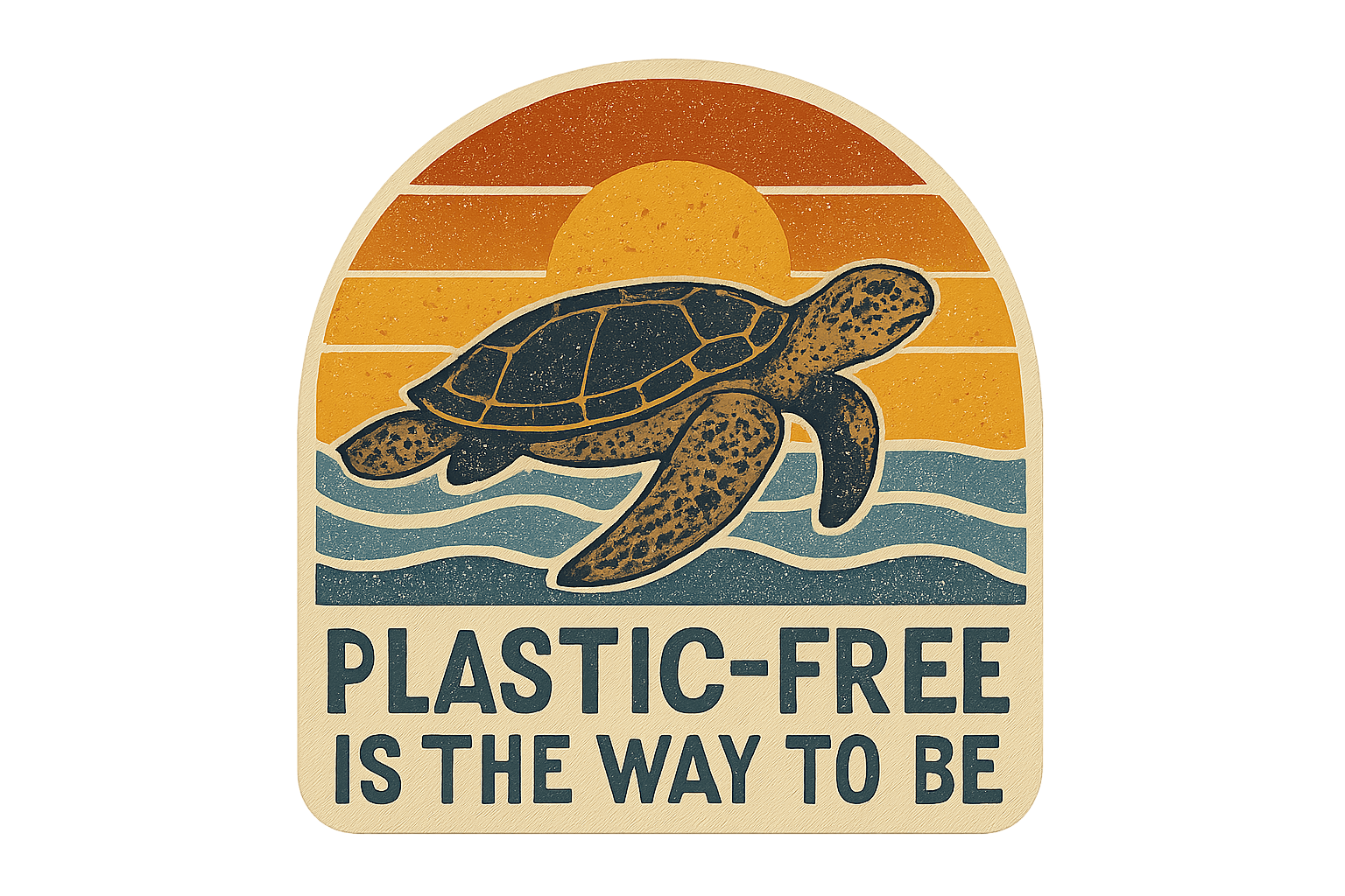 Retro Turtle Sunset Plastic-Free Sticker