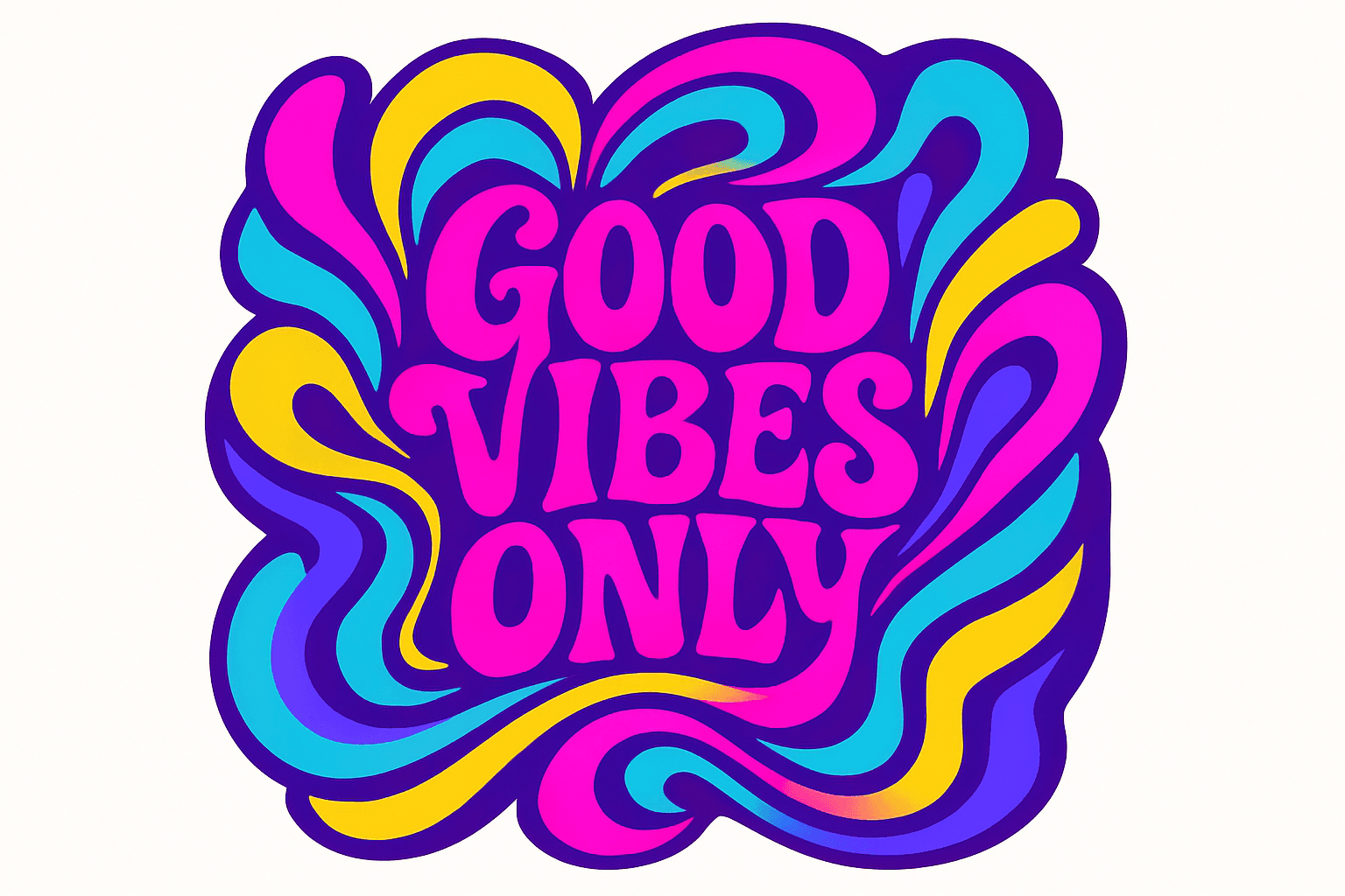 Retro 'Good Vibes Only' Psychedelic Mug Design