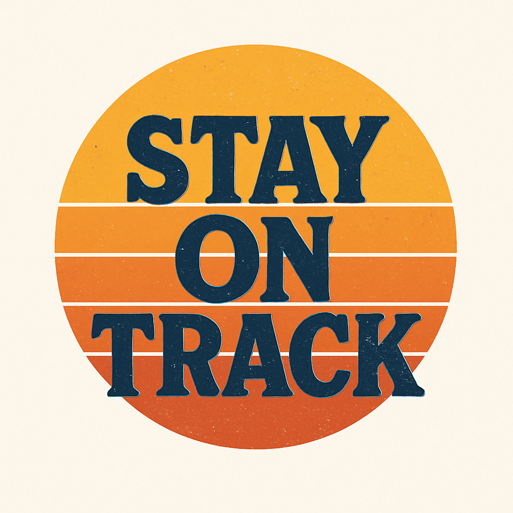 Retro Style Stay On Track Motivational Mug Design